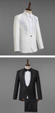 Men's Stand Collar Rhinestones Suit Fashion Embroidery Blazer Slim Set Chorus Team Singer Dancer Host Stage Costume Red Suits