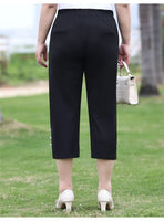 Oversized Women's Casual Pants Summer White Straight Pants New Lady Black High Waist Elasticity Cropped Pants 4XL 5XL 6XL 7XL