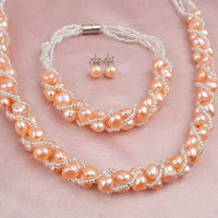 Natty Records Store Jewelry Pink / 45cm Beautiful Freshwater Pearl Necklace Set