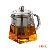 Natty Records Store Kitchen Accessories 550ml High Temperature Resistance Glass Teapot with Infuser
