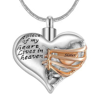 Natty Records Store Urn Necklace Sister A Piece of my Heart Two Tone Urn Pendant Necklace