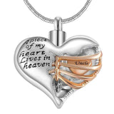 Natty Records Store Urn Necklace Uncle A Piece of my Heart Two Tone Urn Pendant Necklace