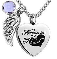 Natty Records Store Urns June Heart of Hearts Angel Wing Birthstone Urn Necklace