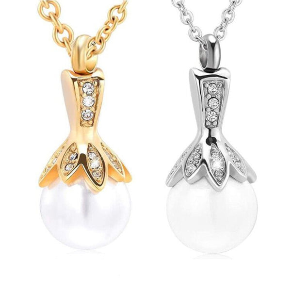 Pearl Water Drop Urn Pendant Necklace